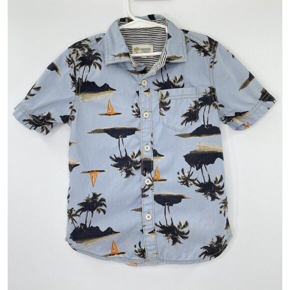 Tucker + Tate Boy’s Printed Button-Up Tropical Collared Shirt Size 5 - Picture 1 of 4
